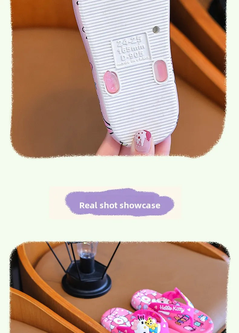 Hellokittys Sanrios Slippers Girl Summer Fashion Kawaii Cartoon Wearing Outside Fashion Cartoon Flip Flops Leisure Anime Figure My Store