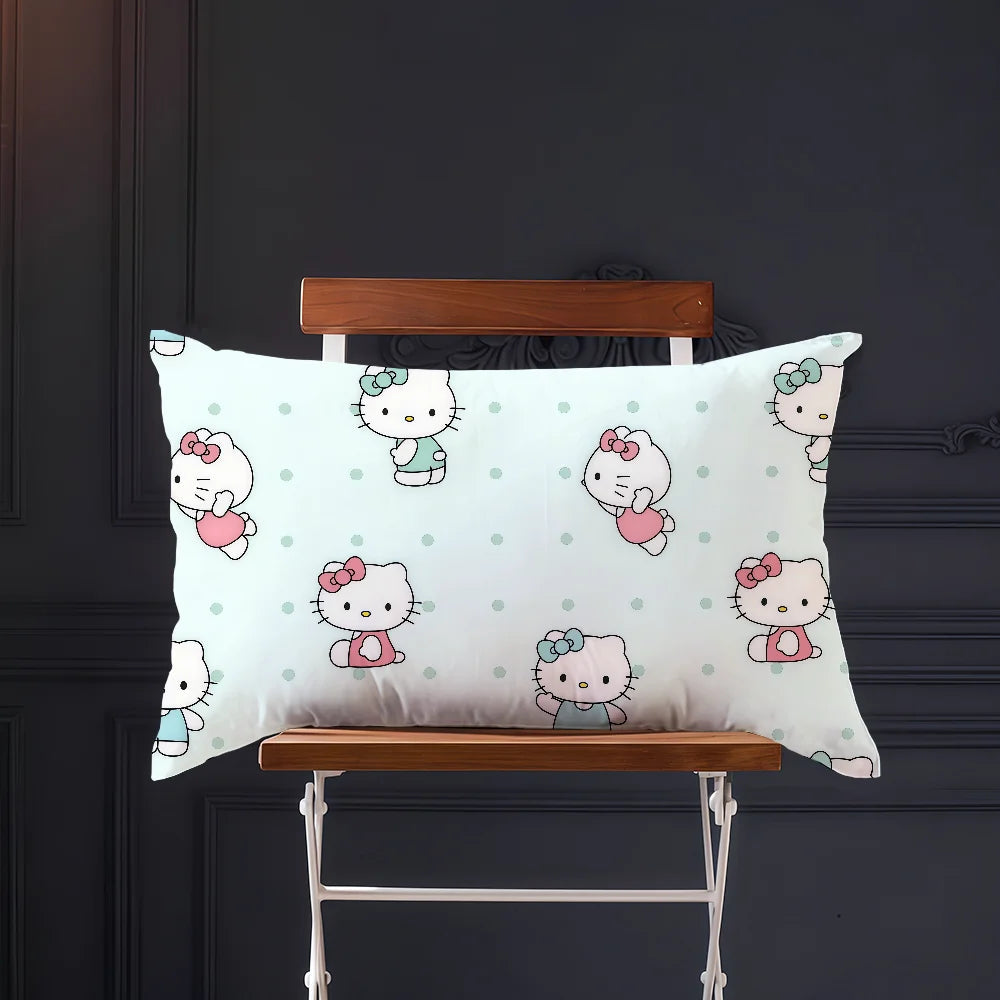 pink Tiling Pattern cushion cover Rectangle Pillow Cover bow Hello kawaii Home Sofa living Room k-Kitty Coffee Shop Pillowcase My Store