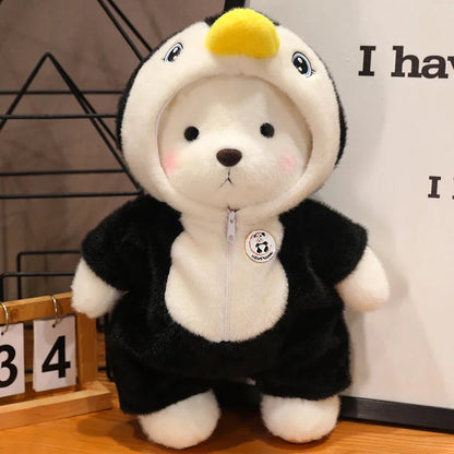 For 30cm Plush Toys Birthday Gift for Girls Kids Bear with Movable Limbs and Head Soft Bear White Brown Comfortable My Store