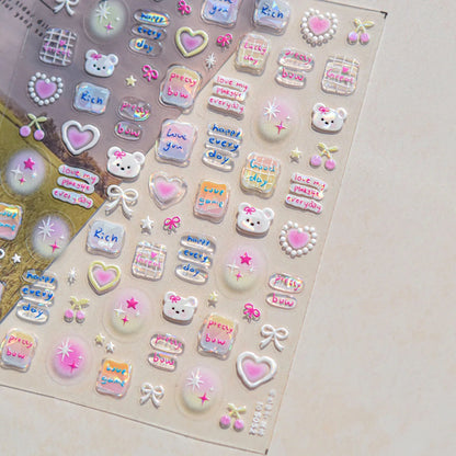 Balloon Puppy Jelly 5D Nail Art Stickers 3D Cute Love Bows Cherry Adhesive Nail Stickers Manicure Decals DIY Nail Accessories My Store