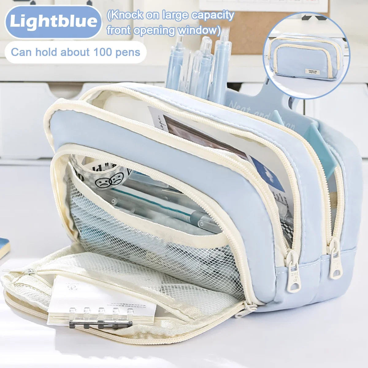 Cute Multi Layer Pencil Case Pouch, Large Capacity Pen Case Bag,Durable Stationery Storage Bag For Students, School&Office My Store
