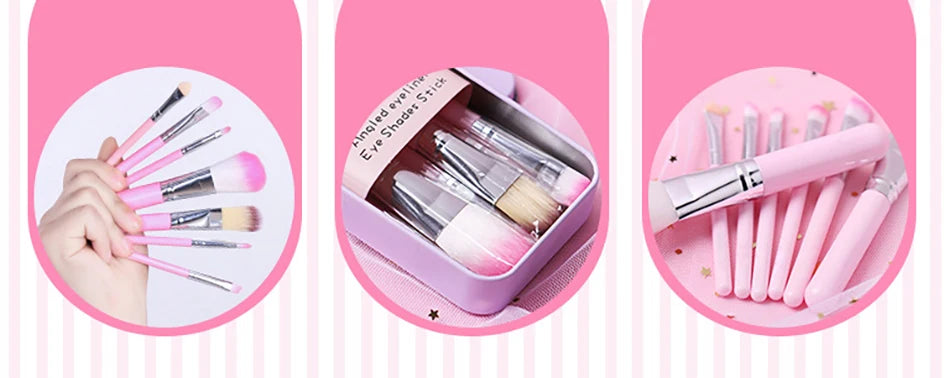 Hello Kitty 7Pcs Makeup Brush Set Kawaii Y2K Multifunctional Cosmetics Tool With Storage Case Cute Gift For Women Girls My Store