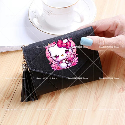 Hello Kitty Wallet PU Lychee Pattern Women Wallets Anime Cartoon New Clutch Money Pouch Trend Fashion Multifunctional Purse Gift My Store