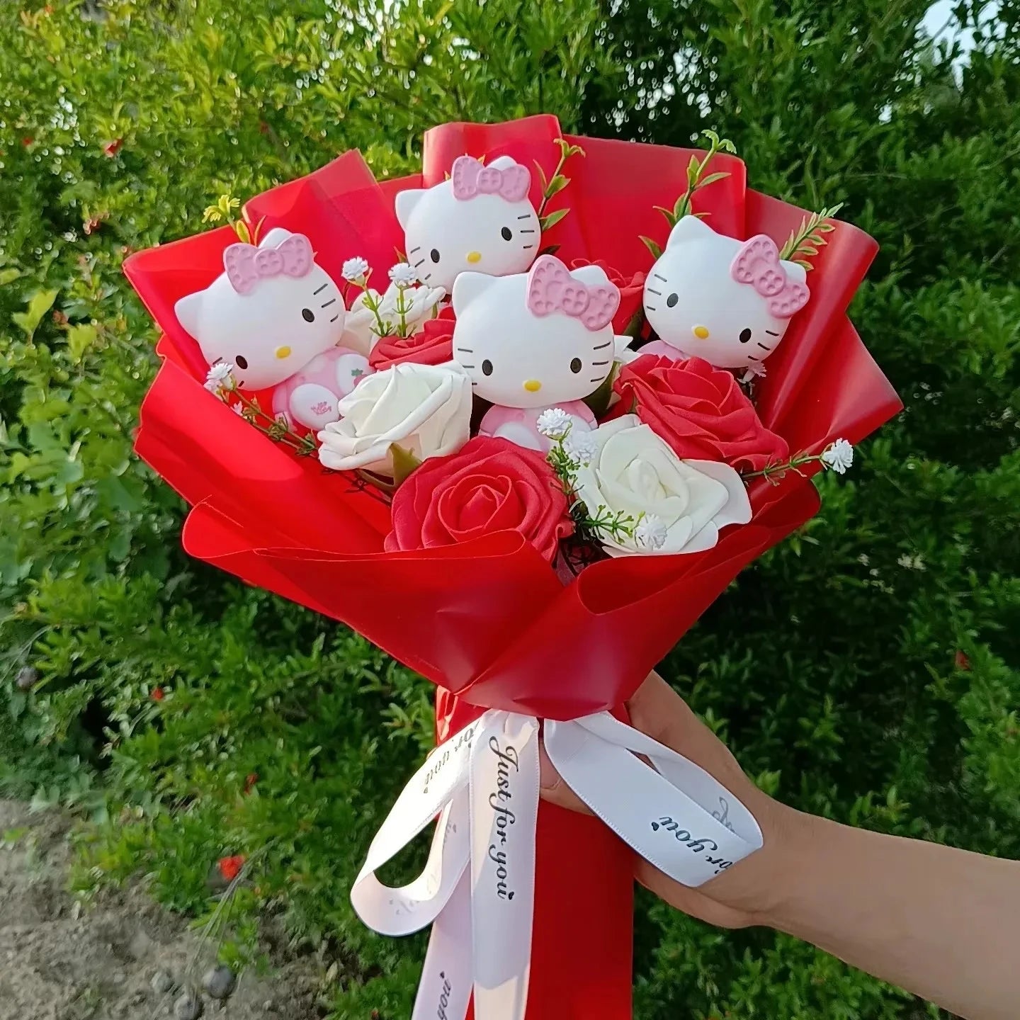 Hello Kitty Cartoon Plush Bouquet  Anime Rose Flowers Doll Home Wedding Decoration Christmas Valentine's Day Gift My Store