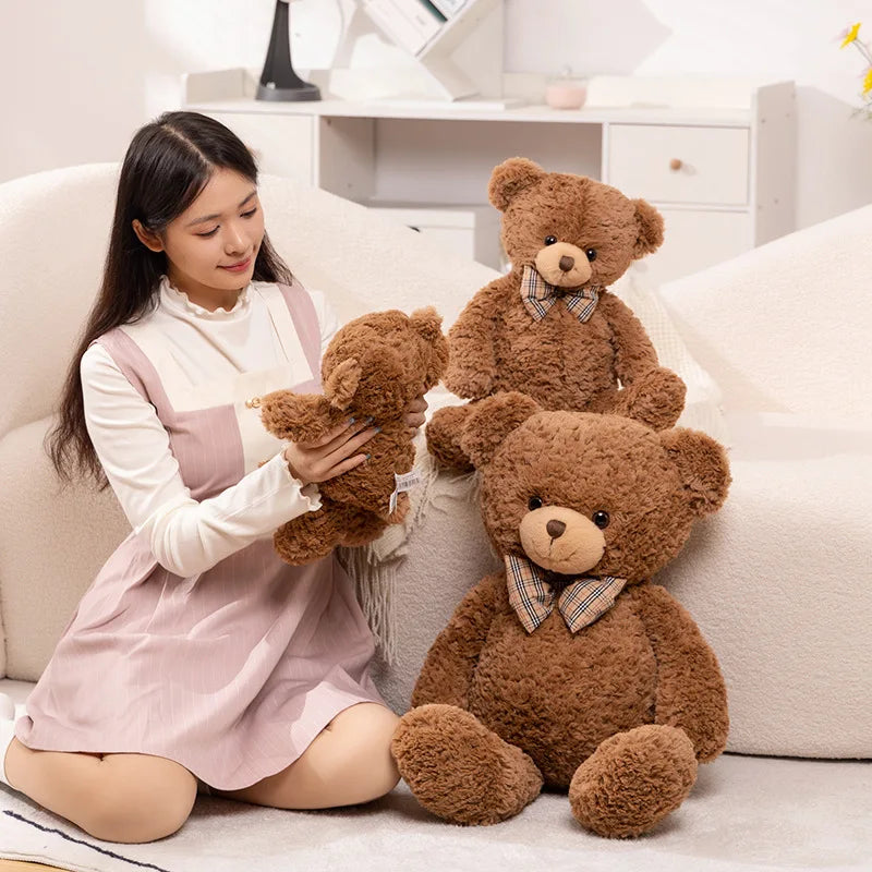40-80cm Classic Teddy Bear Plush Dolls Cute Brown Bear Plushies with Bow Decor Lovely Birthday Gift Large Hug Pillow For Girl My Store