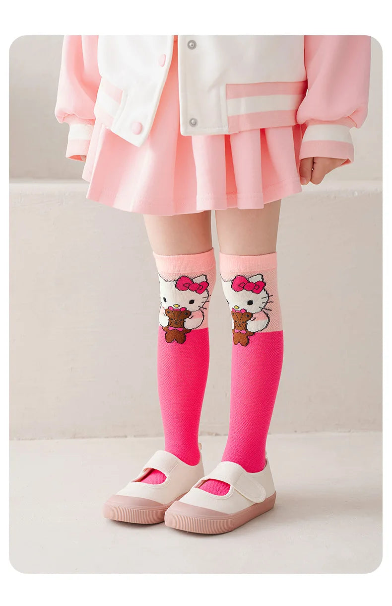 3 Pairs Spring and Summer Cartoon Anime Hello Kitty Pattern Girls Over knee Socks Cotton Comfortable and Soft Casual Girls Socks My Store