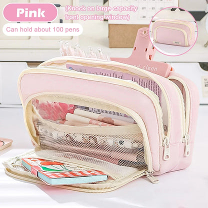Cute Multi Layer Pencil Case Pouch, Large Capacity Pen Case Bag,Durable Stationery Storage Bag For Students, School&Office My Store