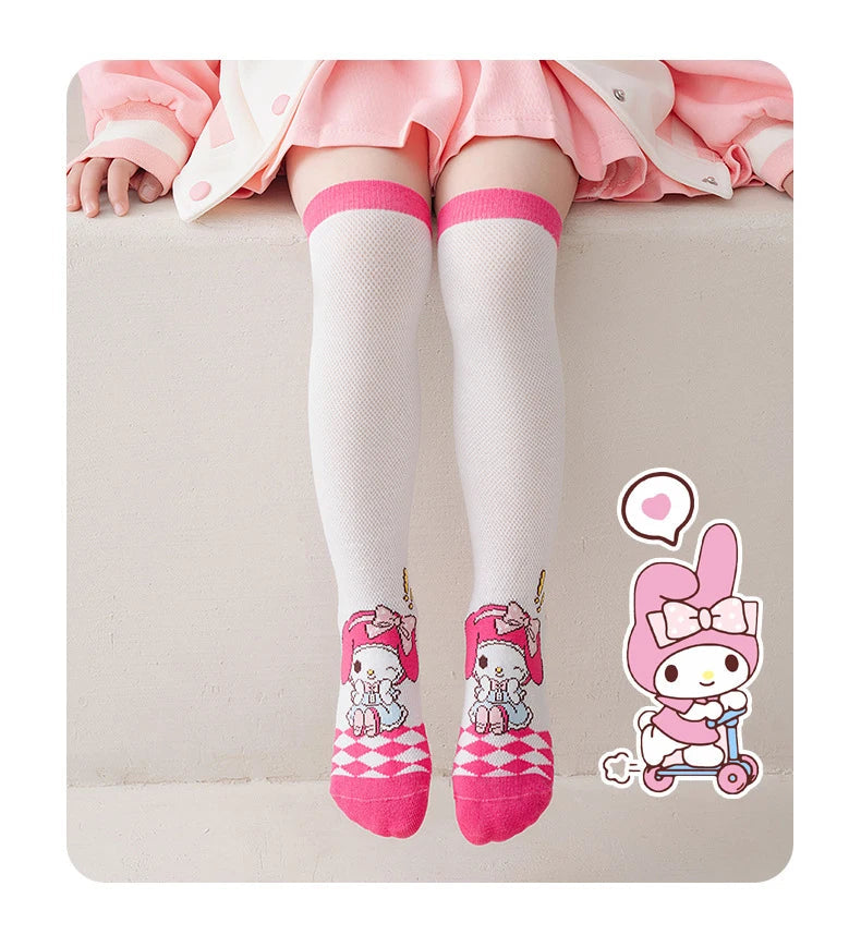 3 Pairs Spring and Summer Cartoon Anime Hello Kitty Pattern Girls Over knee Socks Cotton Comfortable and Soft Casual Girls Socks My Store