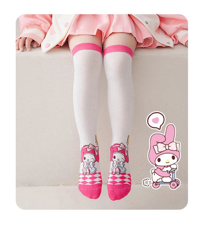 3 Pairs Spring and Summer Cartoon Anime Hello Kitty Pattern Girls Over knee Socks Cotton Comfortable and Soft Casual Girls Socks My Store