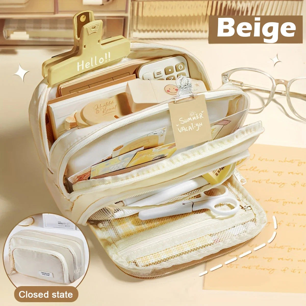 Cute Multi Layer Pencil Case Pouch, Large Capacity Pen Case Bag,Durable Stationery Storage Bag For Students, School&Office My Store