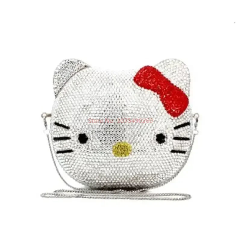 Hellokitty Anime Cartoon Shape Rhinestone Cartoon Full Of Diamonds Dinner Bag Handmade Diamond-Set Lady'S Clutch Christmas Gift My Store