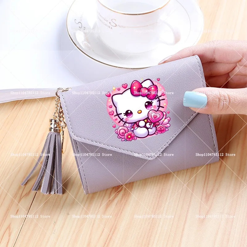 Hello Kitty Wallet PU Lychee Pattern Women Wallets Anime Cartoon New Clutch Money Pouch Trend Fashion Multifunctional Purse Gift My Store