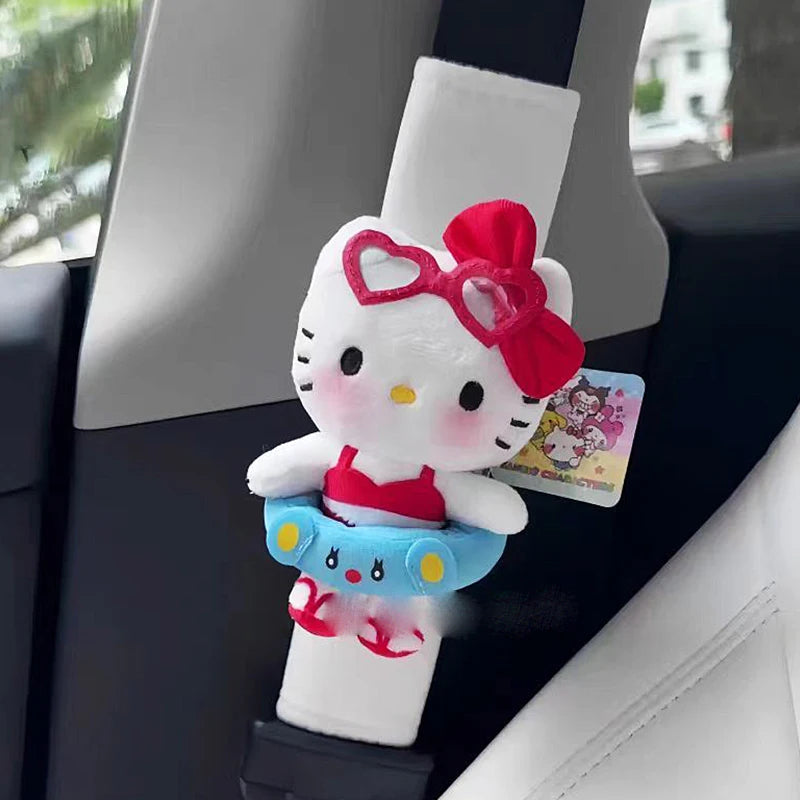 Sanrios Car Accessories Seat Belt Anime Kitty Cat Shoulder Cover Cute Cartoon Animals Protection Seat Belt Padding Pad Cushion My Store