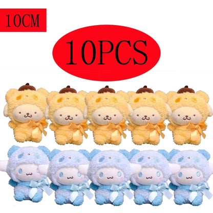10pcs Sanrio Keychain Plush Anime Kuromi Doll Keyring Hello Kitty Plushie Cinnamoroll KeyChains Bag Pendant Toy Gift for Girls My Store