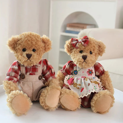 2pcs/lot 26cm Lovely Couple Teddy Bear Peluche Toys Kawaii Dress Bear Dolls Stuffed Soft Toy for Girls Baby Girlfriend Gifts My Store