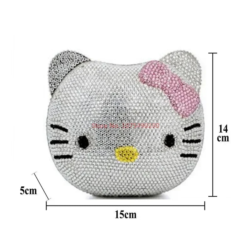 Hellokitty Anime Cartoon Shape Rhinestone Cartoon Full Of Diamonds Dinner Bag Handmade Diamond-Set Lady'S Clutch Christmas Gift My Store