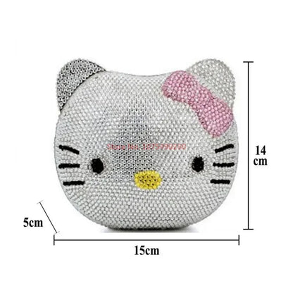 Hellokitty Anime Cartoon Shape Rhinestone Cartoon Full Of Diamonds Dinner Bag Handmade Diamond-Set Lady'S Clutch Christmas Gift My Store