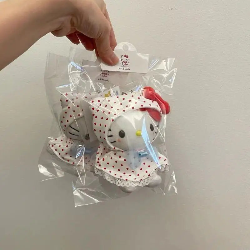 Sanrio Raincoat Hello Kitty Soft Plush Filling Doll Earphone Case Hanging Ornaments Clothing Decoration Friend's Birthday Gift My Store