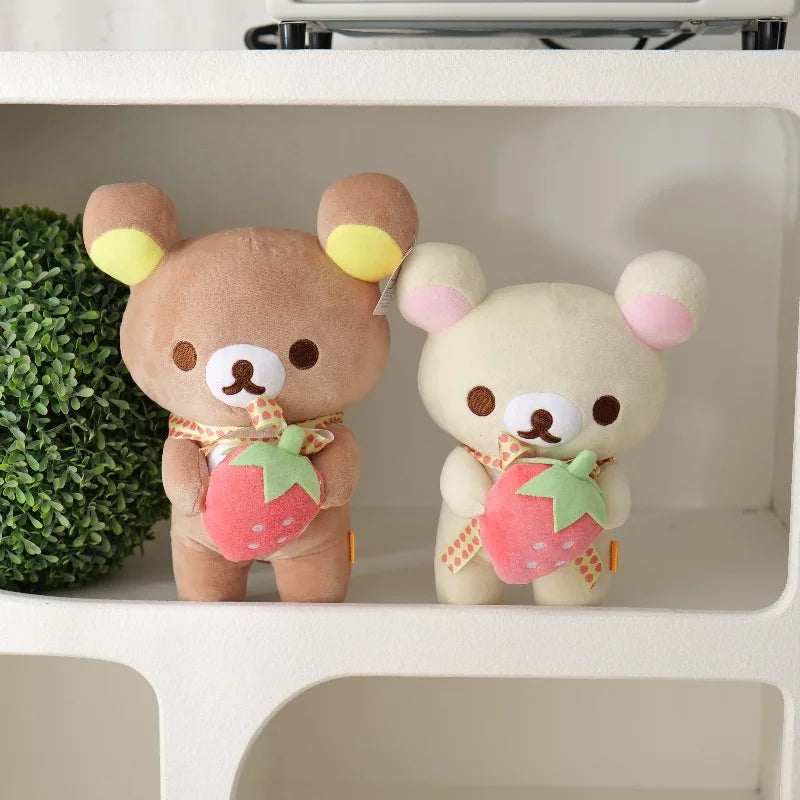 White Strawberry Rilakkuma Plush collection Teddy Bear Peluche Anime Bear Kuma Plushies Stuffed Doll Kawaii Room Decor Girl Gift My Store