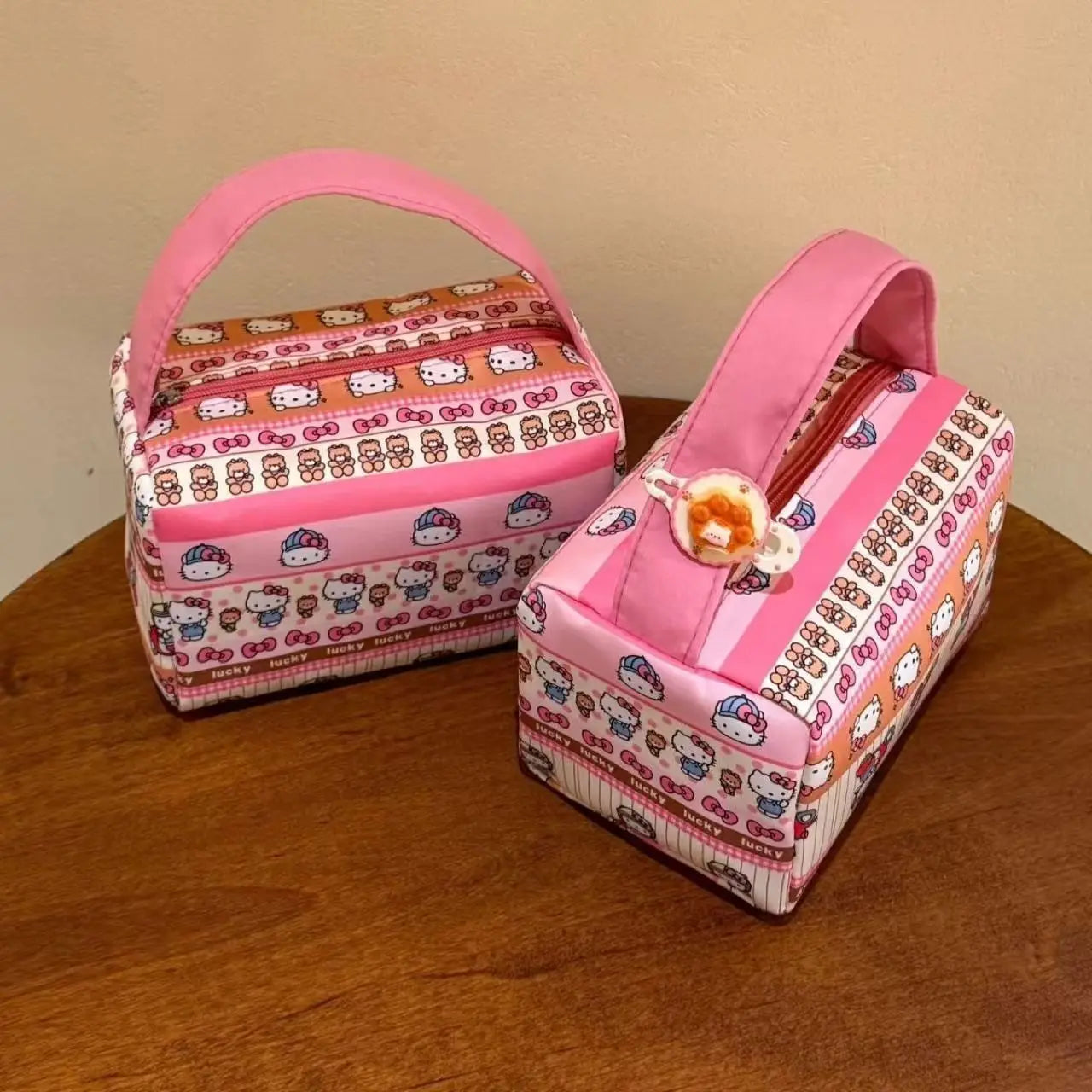 Sanrio Hello Kitty Cartoon Makeup Bag Kt Cat Portable Travel Toiletry Bag Outing Tee-Dimensional Handbag Girl Birthday Gifts My Store