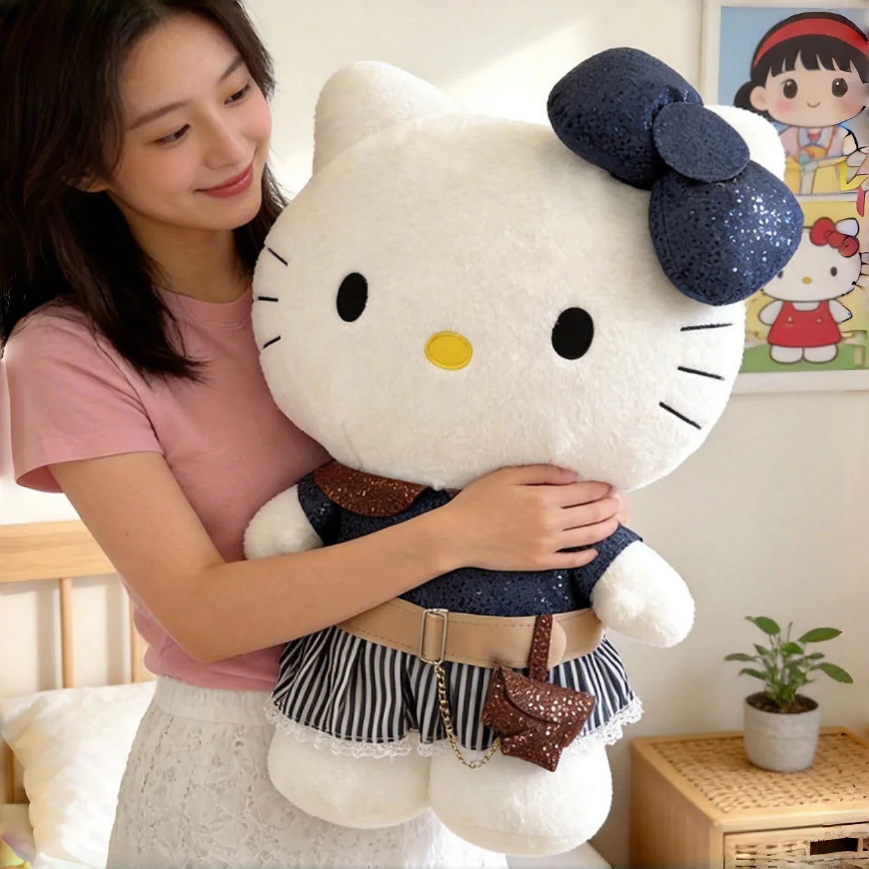 40-80CM Large Big Size Hello Kitty Plushies Sanrio Cartoon Anime Peluche Comfortable Soft Doll Ornament Children's Toy Gifts My Store