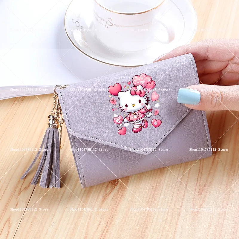 Hello Kitty Wallet PU Lychee Pattern Women Wallets Anime Cartoon New Clutch Money Pouch Trend Fashion Multifunctional Purse Gift My Store
