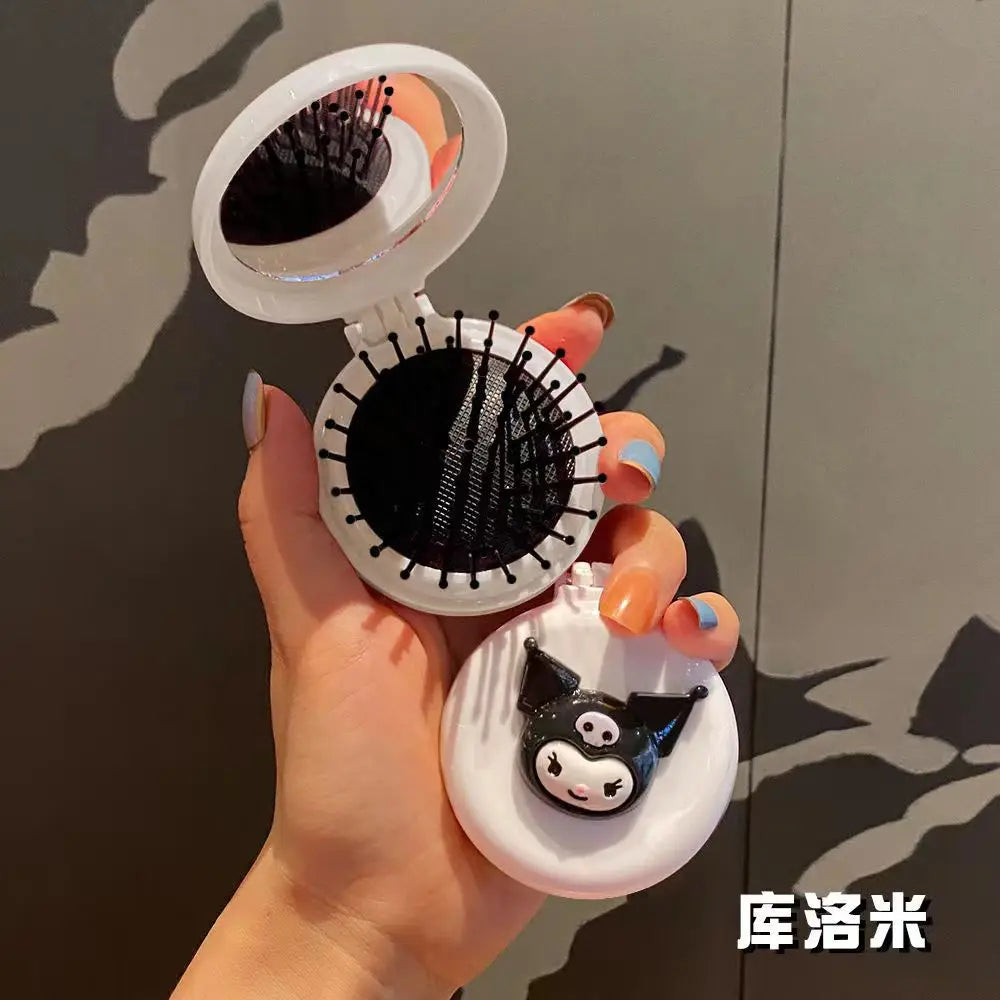 Hello kitty Kuromi My melody cute cartoon foldable comb mirror one-piece creative student portable dormitory make-up mirror My Store