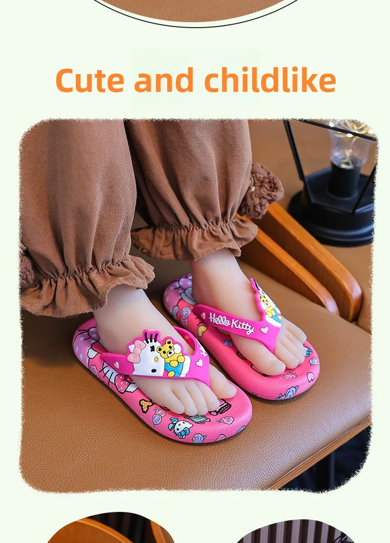 Hellokittys Sanrios Slippers Girl Summer Fashion Kawaii Cartoon Wearing Outside Fashion Cartoon Flip Flops Leisure Anime Figure My Store