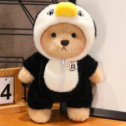 For 30cm Plush Toys Birthday Gift for Girls Kids Bear with Movable Limbs and Head Soft Bear White Brown Comfortable My Store