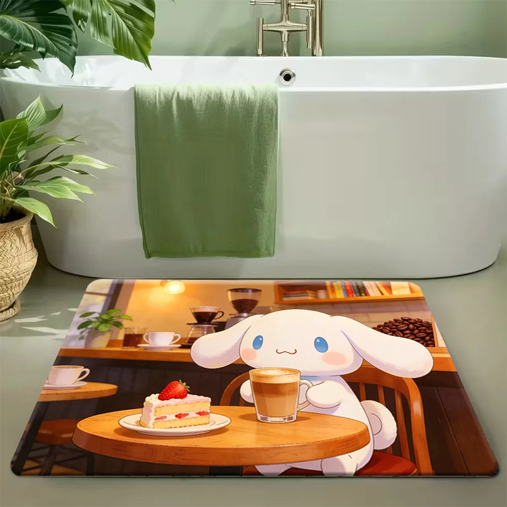 For Hello Kitty & Melody Cartoon Character Washable Flannel Rug - Non-Slip, Cute Pattern for Door Mat, Living Room, Bedroom, B My Store