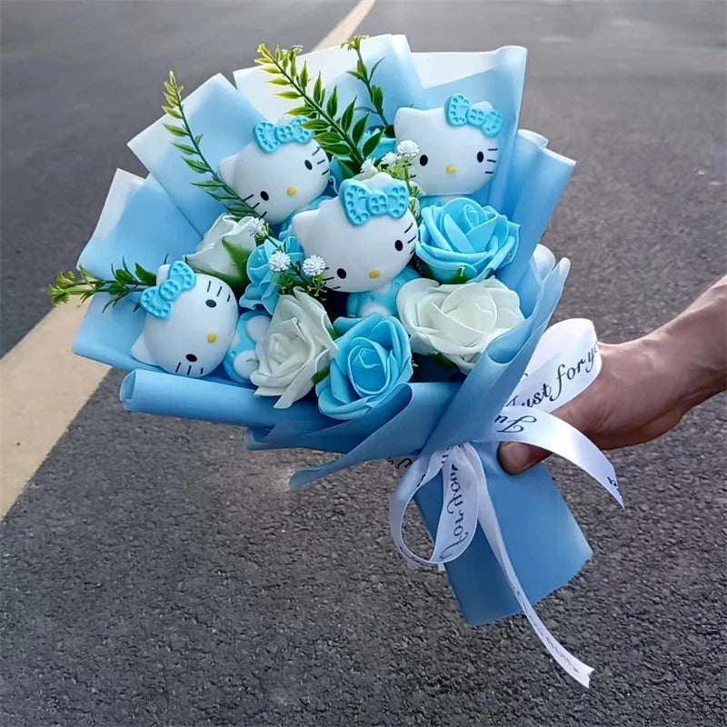 Hello Kitty Cartoon Plush Bouquet  Anime Rose Flowers Doll Home Wedding Decoration Christmas Valentine's Day Gift My Store