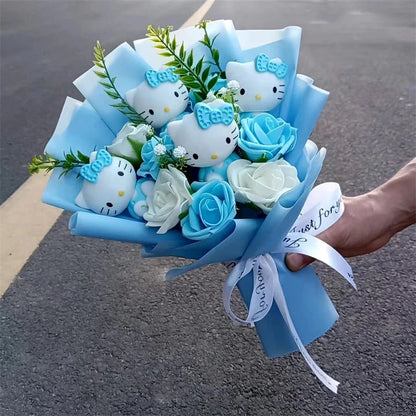Hello Kitty Cartoon Plush Bouquet  Anime Rose Flowers Doll Home Wedding Decoration Christmas Valentine's Day Gift My Store