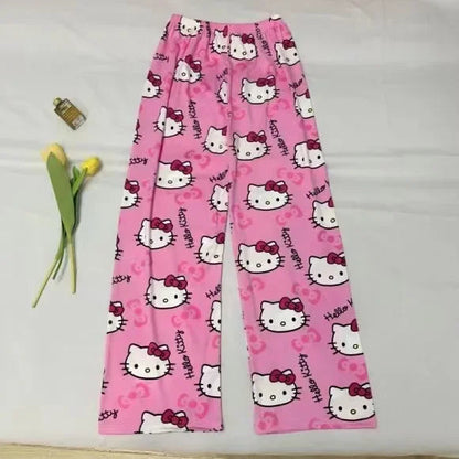 [Hello Kitty Pajama Pants] 3pcs Sanrio Hello Kitty Women's Pajama Pants | Anime Cartoon Couple Sleepwear Trousers, Leisure Home My Store