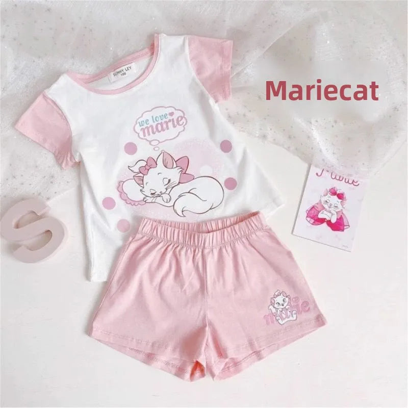 Sanrio Hello Kitty Summer new trendy girls cartoon 2PC fashion short-sleeved T-Shirt home clothes sweet suit children's clothing My Store