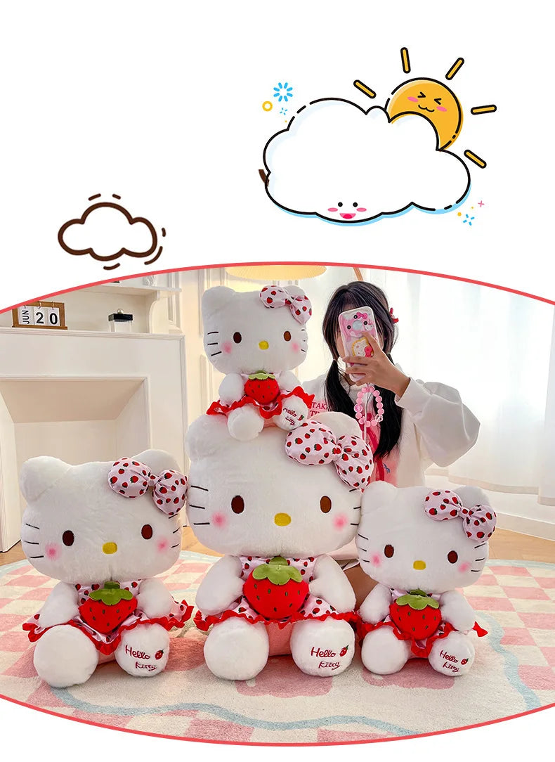 New Hello Kitty Plush Toy Large Strawberry Cat Stuffed Animal Cute Kids Birthday Xmas Gift for Children Soft Doll Wholesale My Store