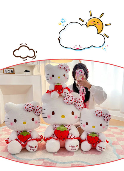 New Hello Kitty Plush Toy Large Strawberry Cat Stuffed Animal Cute Kids Birthday Xmas Gift for Children Soft Doll Wholesale My Store