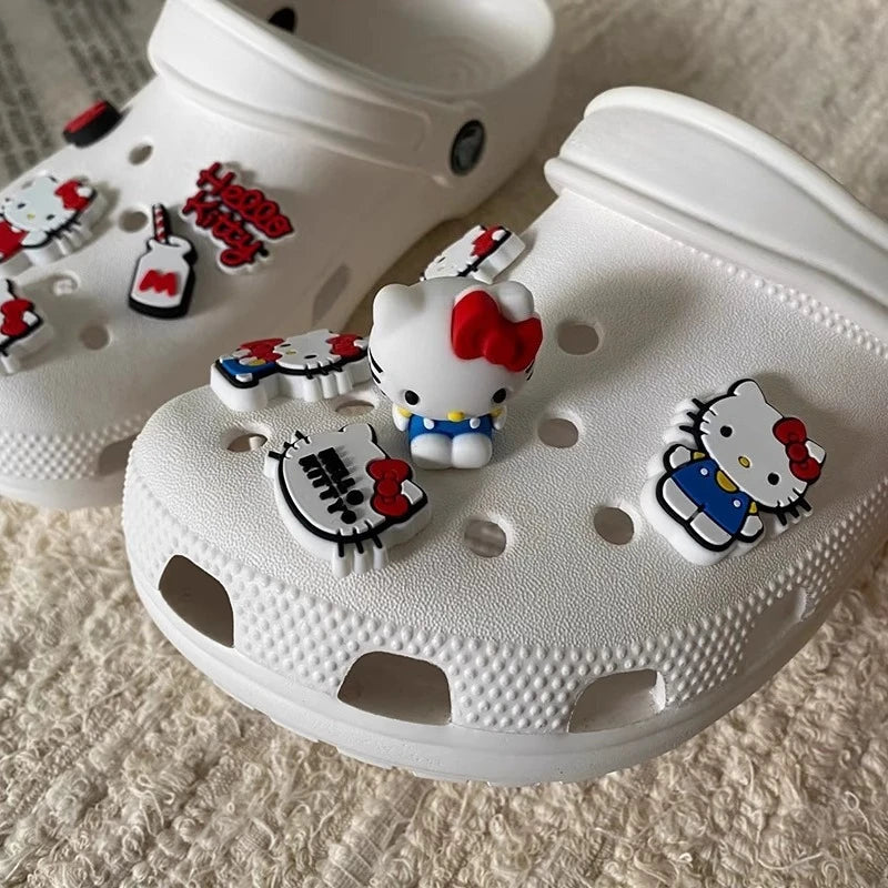 10pcs/Set Hello Kitty Bowknot DIY Sandal Charms Sweet Cute Cartoon PVC Garden Shoes Buckle Accessories Party Gifts My Store