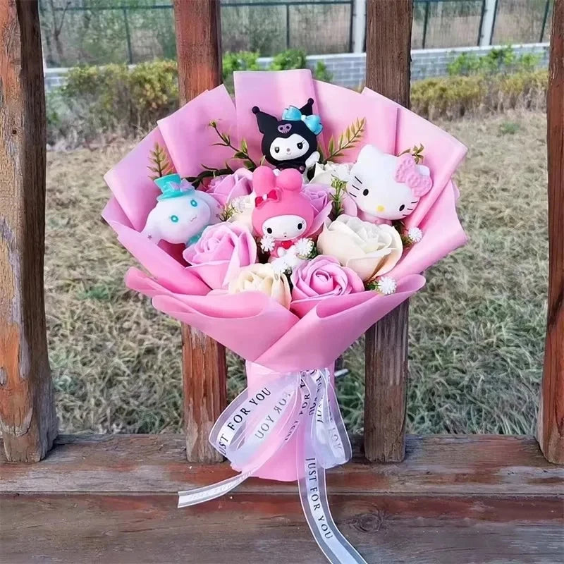 Hello Kitty Cartoon Plush Bouquet  Anime Rose Flowers Doll Home Wedding Decoration Christmas Valentine's Day Gift My Store
