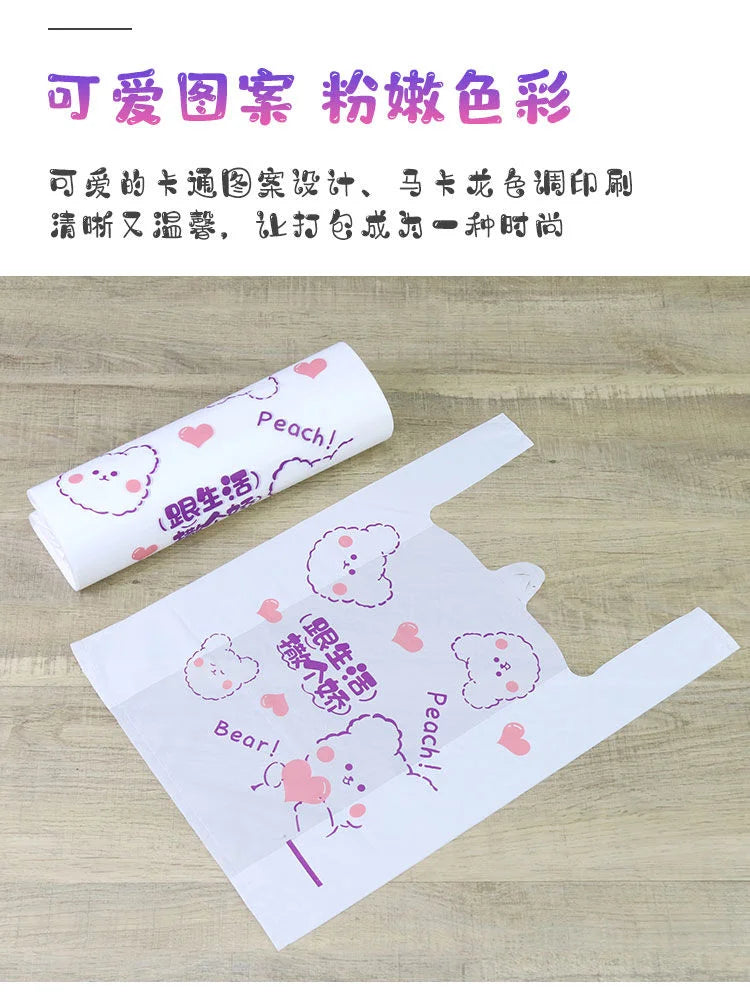 100Pcs Anime Hello Kitty Cinnamoroll Doggie Bag Cute Cartoon Printing Portable Plastic Storage Tote Bag For Girls My Store