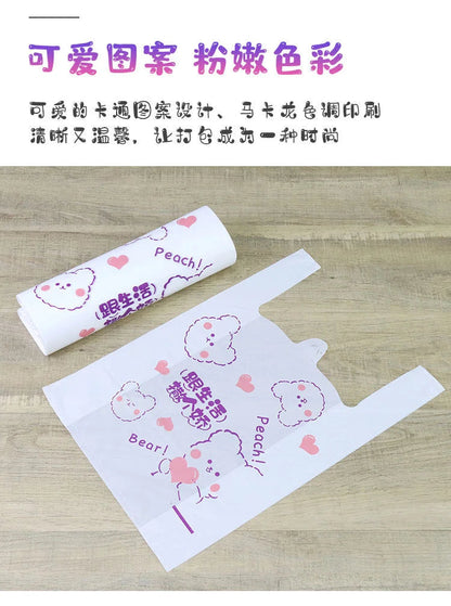 100Pcs Anime Hello Kitty Cinnamoroll Doggie Bag Cute Cartoon Printing Portable Plastic Storage Tote Bag For Girls My Store