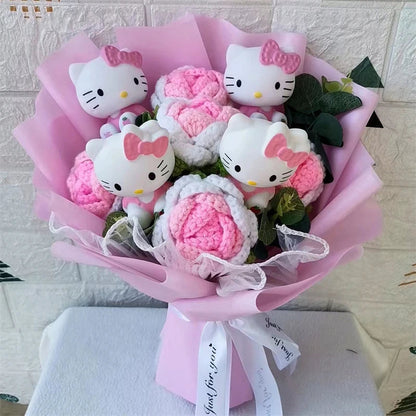 Hello Kitty Cartoon Plush Bouquet  Anime Rose Flowers Doll Home Wedding Decoration Christmas Valentine's Day Gift My Store