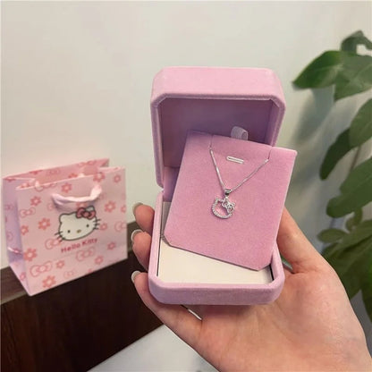 Sanrio Hello Kitty Necklace Cute Cartoon Clavicle Chain Pendant Women's Simple White Elegant Jewelry Fashion Friend Couple Gifts My Store
