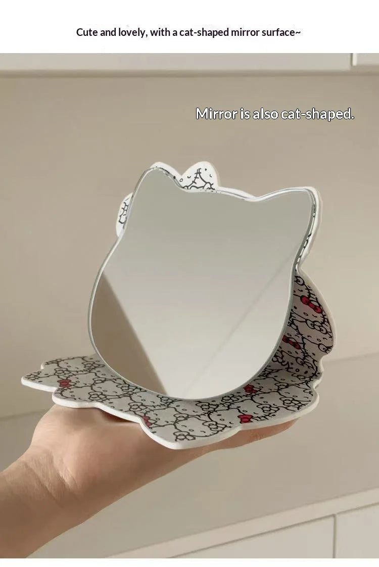 Kawaii HelloKitty Cartoon Folding Makeup Mirror Desktop Vanity Mirror Dormitory Portable Cosmetic Mirror for Girls Women My Store