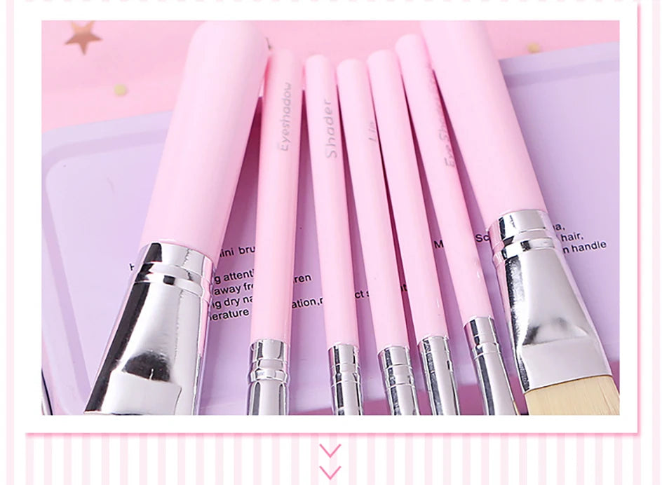 Hello Kitty 7Pcs Makeup Brush Set Kawaii Y2K Multifunctional Cosmetics Tool With Storage Case Cute Gift For Women Girls My Store