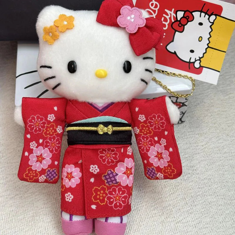 Cute Hello Kitty Plush Keychain KT Cat Kimono Style Stuffed Toys Kawaii Backpack Doll Pendant Dopamine Plushie Girl Perfect Gift My Store