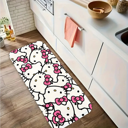 For Hello Kitty & Melody Cartoon Character Washable Flannel Rug - Non-Slip, Cute Pattern for Door Mat, Living Room, Bedroom, B My Store