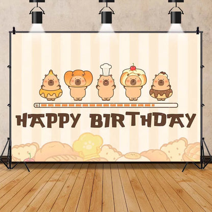Cartoon cute capybara good luck photography background customizable children's first birthday decoration photo studiophoto props My Store