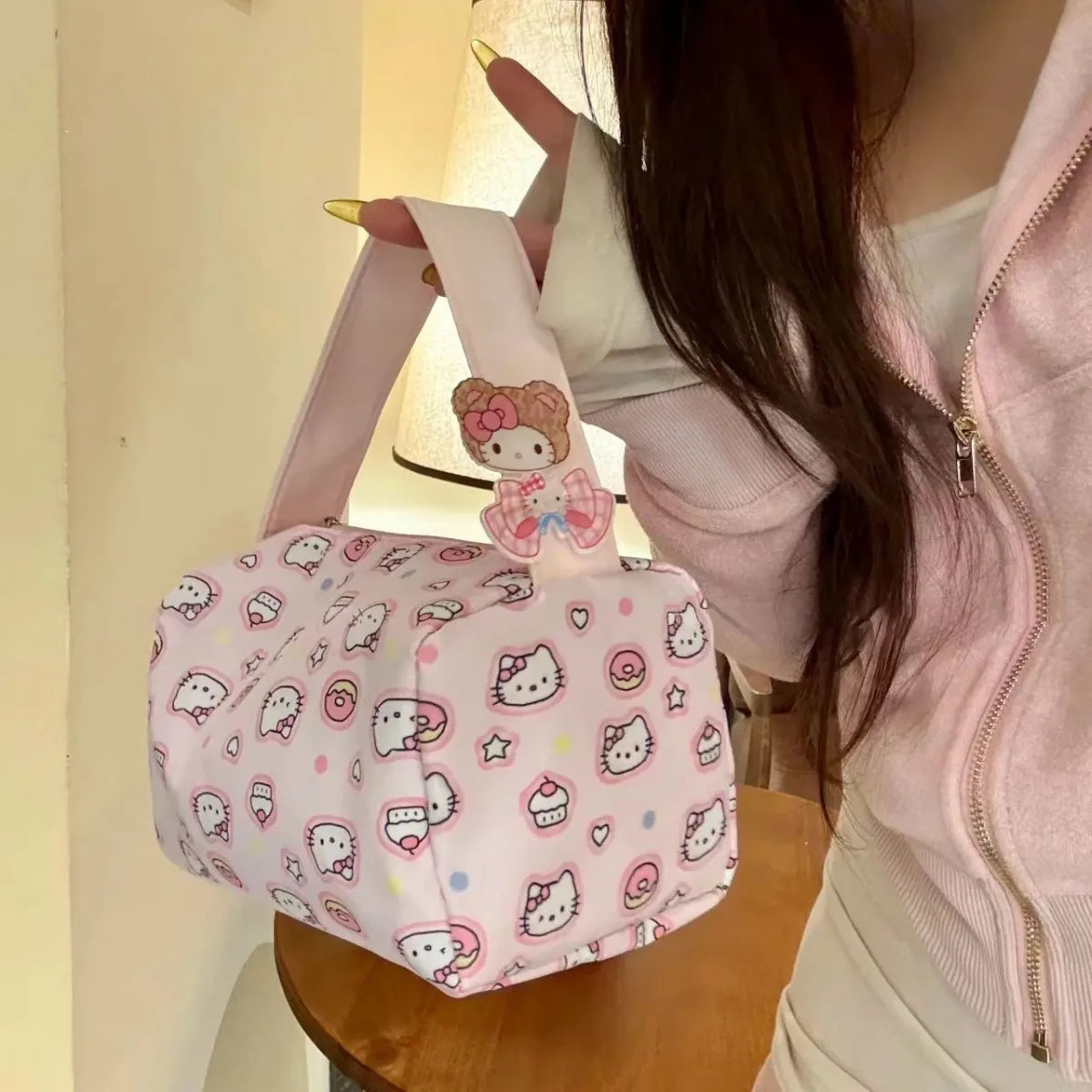 Sanrio Hello Kitty Cartoon Makeup Bag Kt Cat Portable Travel Toiletry Bag Outing Tee-Dimensional Handbag Girl Birthday Gifts My Store