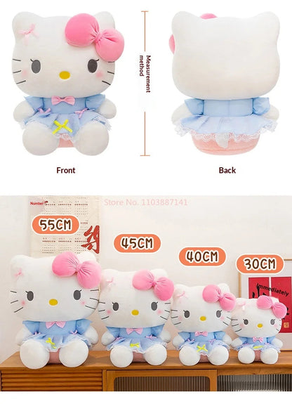 New Style Hello Kitty Plush Toy Big Pink Bow Blue Lace Dress Stuffed Doll Soft Plushie For Kids Girls Birthday Gift Room Decor My Store