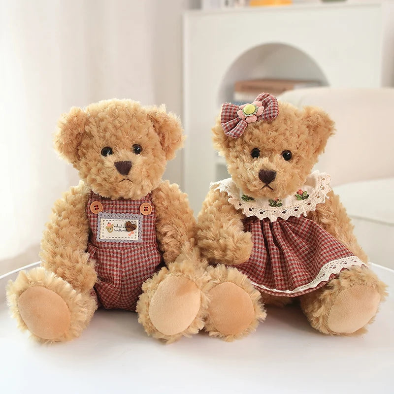 2pcs/lot 26cm Lovely Couple Teddy Bear Peluche Toys Kawaii Dress Bear Dolls Stuffed Soft Toy for Girls Baby Girlfriend Gifts My Store